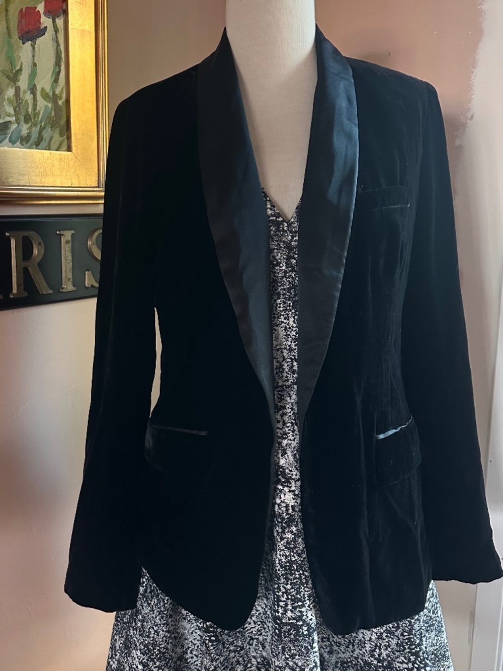 NWOT Joie Mehira Velvet Tuxedo Blazer Jacket Velvet/Silk Size 10